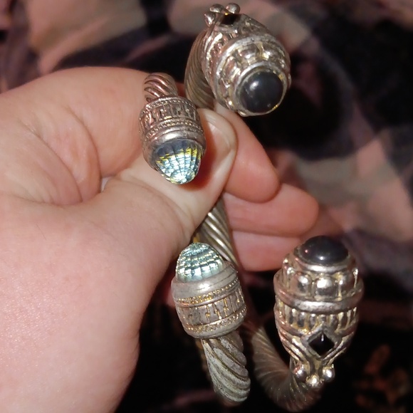 2 Adjustable Vintage Silver Rope Bangles - Picture 2 of 3